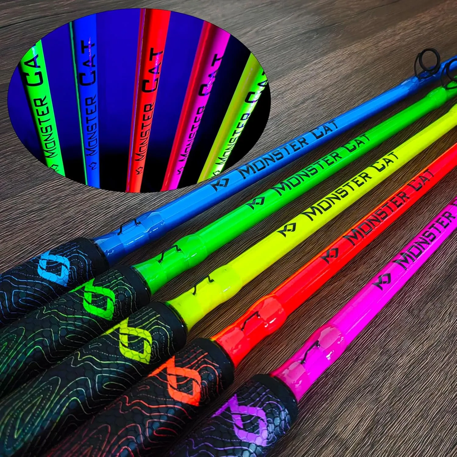 Monster Catfish Fishing Rod, 1 Piece 7’ Glow with Black Light Catfishing Casting Rods Heavy