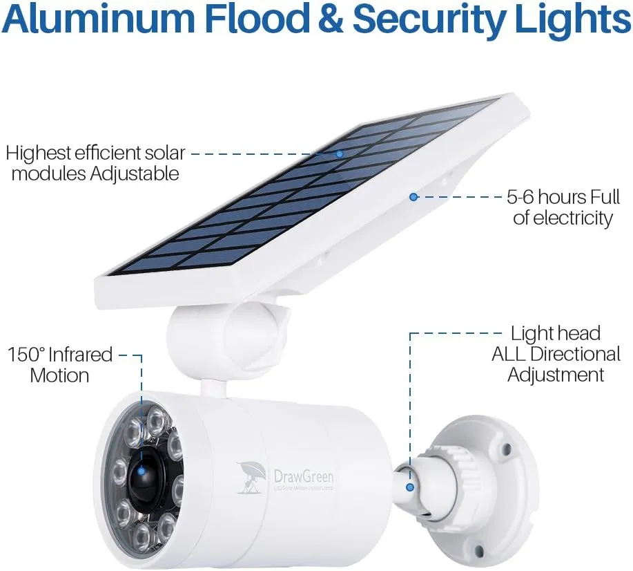 Motion Sensor Outdoor Solar Lights Waterproof Aluminum alloy(Not plastic) Solar Spot Lights, Solar Motion Detector Lights for Outside Patio Porch Wall Driveway Garden, 100-Week FREE Refund/Replacement