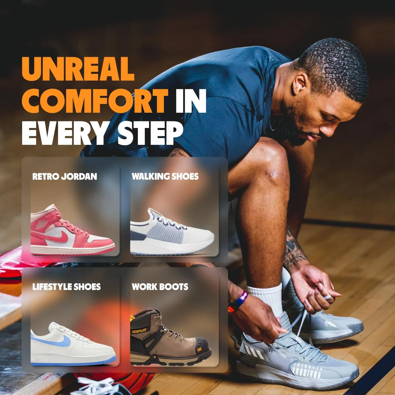 MOVE All Day Comfort Insole - Extra Plush Foam Insole for Stress Reduction on Feet, Knees, Back, Shock Absorbing, Walking, Foot Cushion, Comfort, Arch Support, and Work Boots (M15-15.5/WM16.5-17)