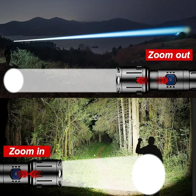 NAKCNM LED Rechargeable Flashlights High Lumens, Super Bright Flashlight 200000 Lumen with 5 Modes and Charger, Waterproof Flashlights Led Rechargeable for Camping Outdoor Hunting