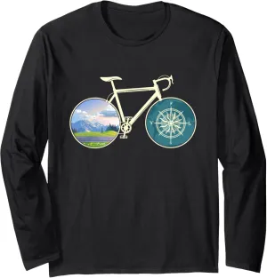 Nature Compass Forest Bicycle Long Sleeve T-Shirt
