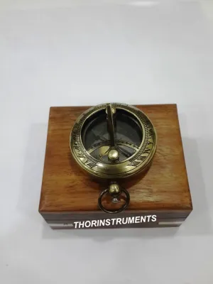 Nautical Antique Push Button Working Compass with Wooden Box Rustic Vintage Home Decor Gifts