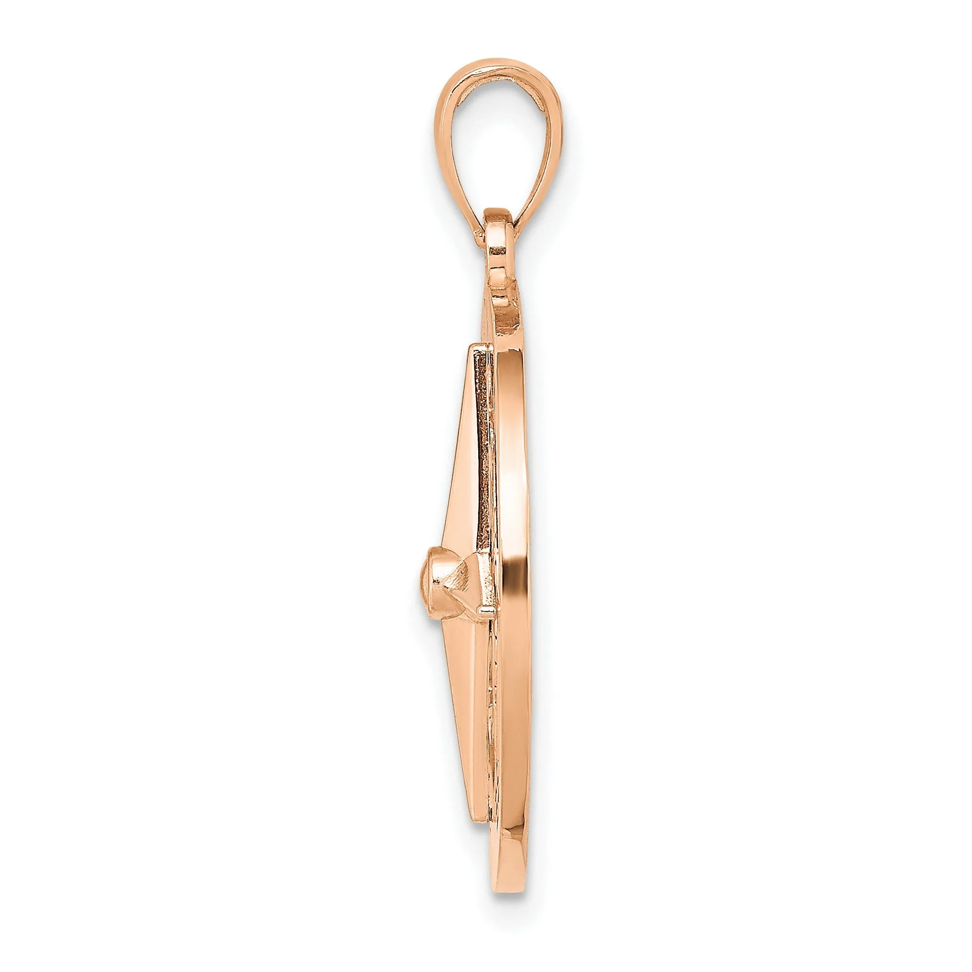 Nautical Compass Charm Pendant in Real 14k Rose Gold