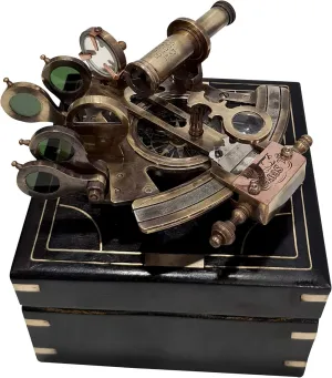 Nautical J. Scott London 1753 Brass Sextant Antique Maritime Navigation Tool with Wooden Box, Collectible & Functional