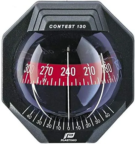 NAUTOS 17292 - Contest 130 Compass - Mount Inclined - Black Compass with RED Card - PLASTIMO