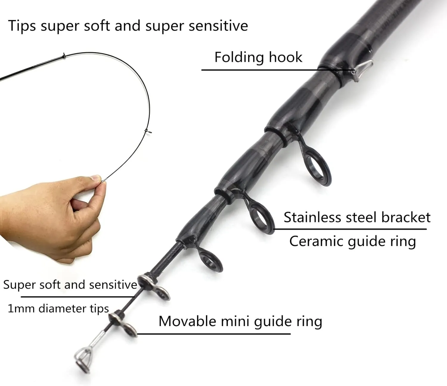 New 1.5m 1.8m 1.92m Ultra-Light Ul Power Telescopic Lure Rod, Rotating Casting Rod, Bait Weight 1-5g, Small Fishing Rod for Children and Beginners ZYHYD