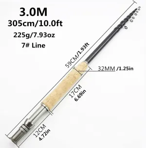 New 2.1M 2.4M 2.7M 3.0M Telescopic Fly Fishing Rod Portable Carbon Fiber Ultra Light Fast Action Fly Fishing Rod Cork Handle Fishing Tackle Trout Rod Mid Adjustment Fly Fishing Rod ZYHYD