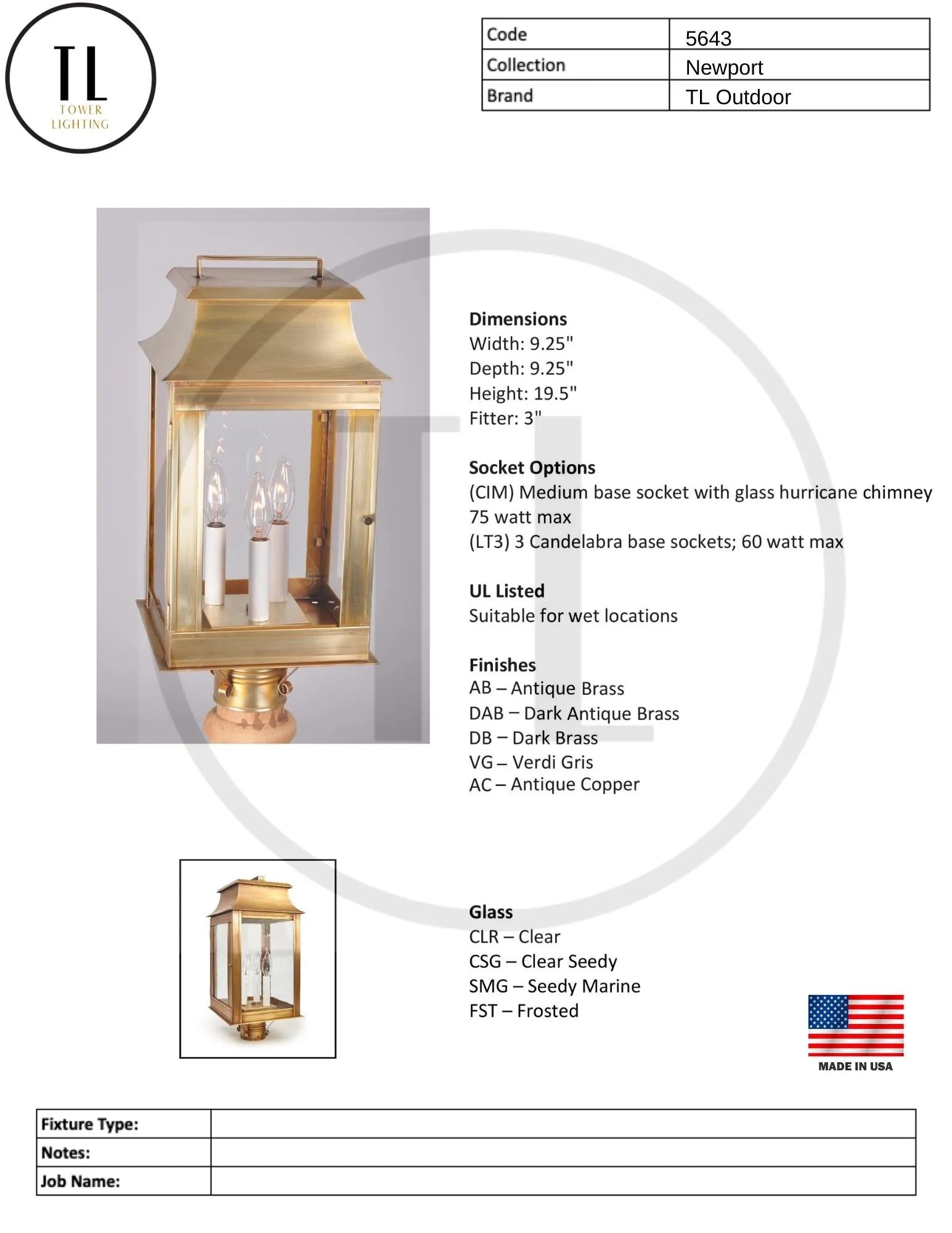 Newport Pier Mount and Post Mount Lantern
