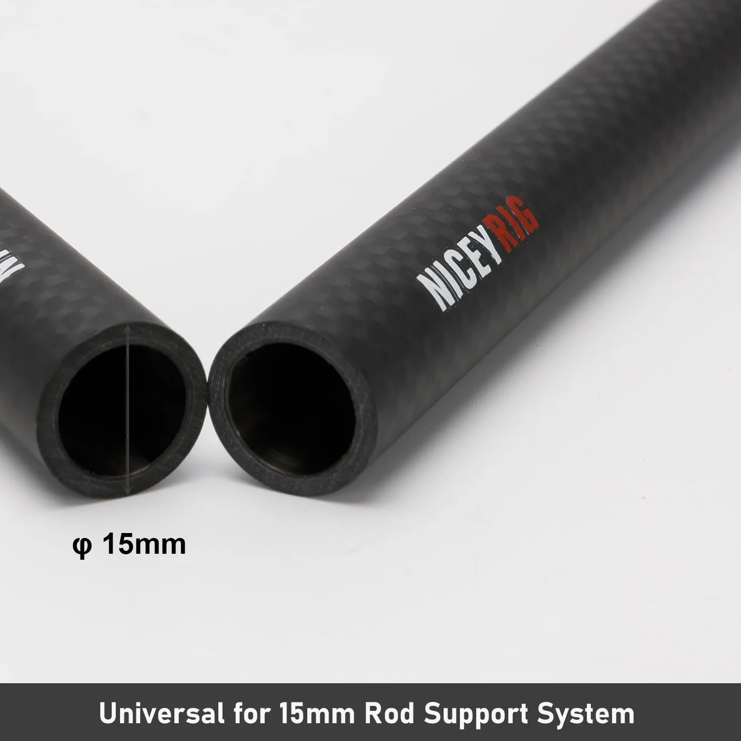 NICEYRIG 15mm Rod 16'' Carbon Fiber Lightweight Camera Rod Rails for 15mm Heavier Shoulder Mount Rig, Follow Focus (Max. Payload 222lb) - 555
