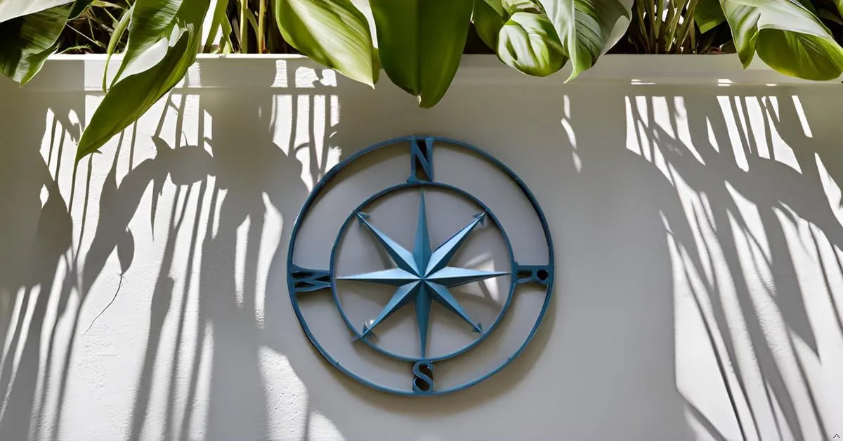 Nightclawing Nautical Compass Wall Decor, Coastal Nautical Beach Decor, Porch Patio Travel Adventure Wall Hanging, 41",Indigo