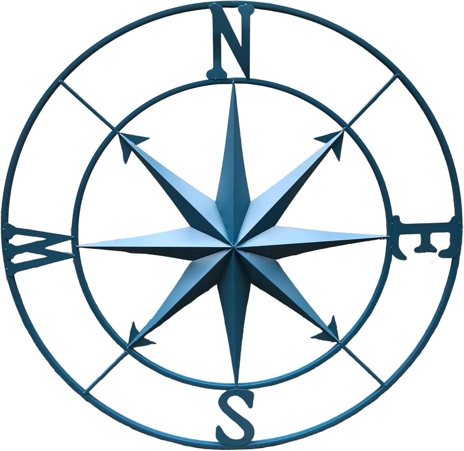 Nightclawing Nautical Compass Wall Decor, Coastal Nautical Beach Decor, Porch Patio Travel Adventure Wall Hanging, 41",Indigo
