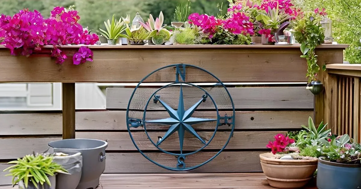 Nightclawing Nautical Compass Wall Decor, Coastal Nautical Beach Decor, Porch Patio Travel Adventure Wall Hanging, 41",Indigo