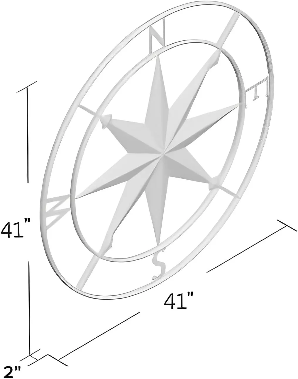 Nightclawing Nautical Compass Wall Decor, Coastal Nautical Beach Decor, Porch Patio Travel Adventure Wall Hanging, 41",Indigo