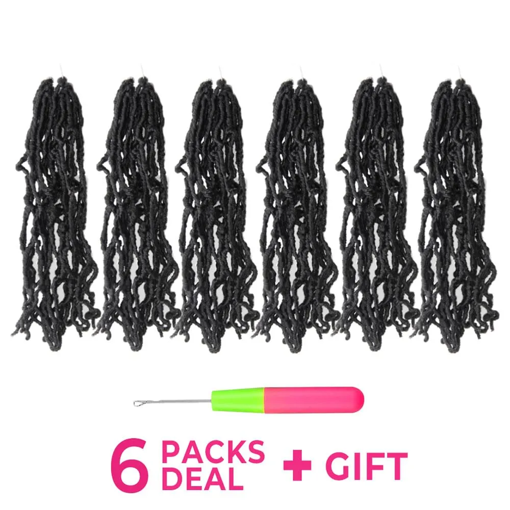 Niseyo Faux Locs Crochet Hair 10 Inch Soft locs, 6 Packs Short Crochet Locs Pre Looped Crotchet Straight Synthetic Hair Extensions (1#, Jet Black)
