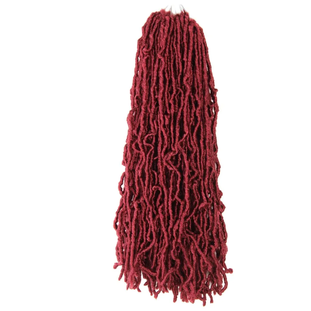 Niseyo Faux Locs Crochet Hair 24 Inch Soft Locs, 6 Packs Long Crochet Locs Pre Looped Crotchet Straight Synthetic Hair Extensions (118#, Burgundy)