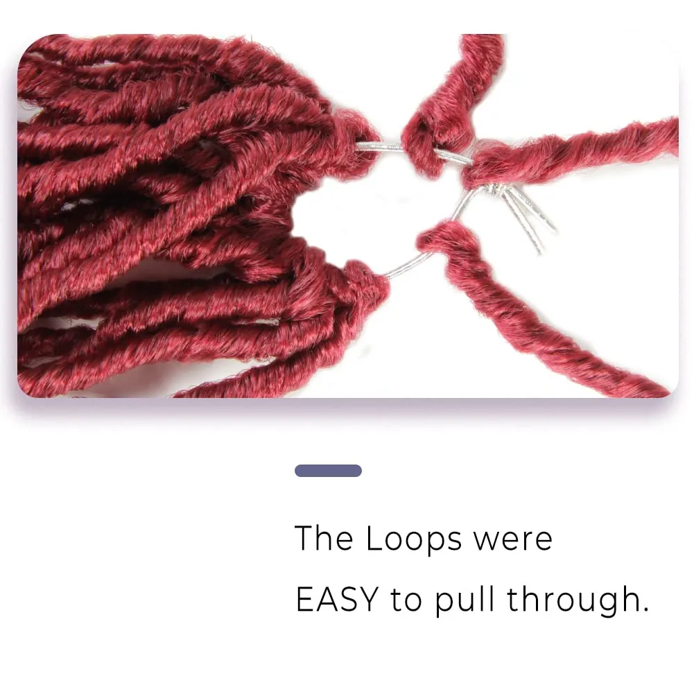 Niseyo Faux Locs Crochet Hair 24 Inch Soft Locs, 6 Packs Long Crochet Locs Pre Looped Crotchet Straight Synthetic Hair Extensions (118#, Burgundy)