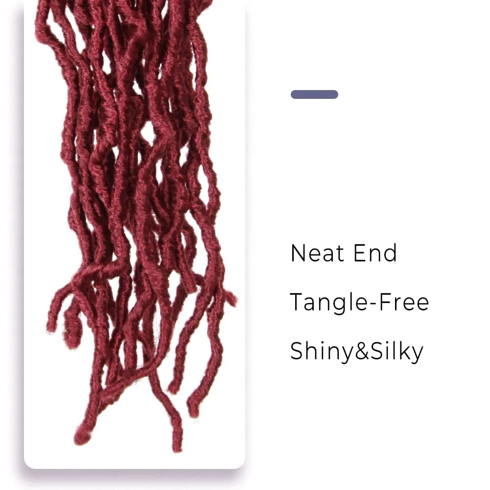 Niseyo Faux Locs Crochet Hair 24 Inch Soft Locs, 6 Packs Long Crochet Locs Pre Looped Crotchet Straight Synthetic Hair Extensions (118#, Burgundy)