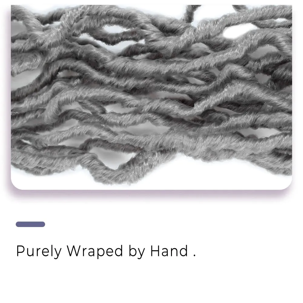 Niseyo Faux Locs Crochet Hair 24 Inch Soft Locs, 6 Packs Long Grey Crochet Locs Pre Looped Crotchet Straight Synthetic Hair Extensions (Gray)