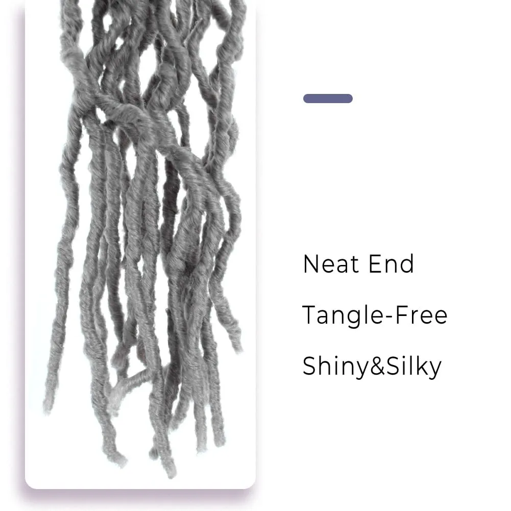 Niseyo Faux Locs Crochet Hair 24 Inch Soft Locs, 6 Packs Long Grey Crochet Locs Pre Looped Crotchet Straight Synthetic Hair Extensions (Gray)