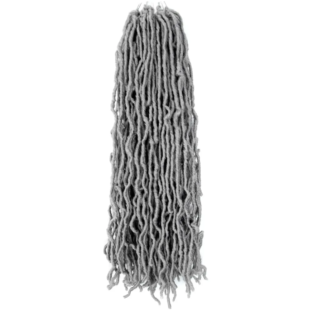 Niseyo Faux Locs Crochet Hair 24 Inch Soft Locs, 6 Packs Long Grey Crochet Locs Pre Looped Crotchet Straight Synthetic Hair Extensions (Gray)