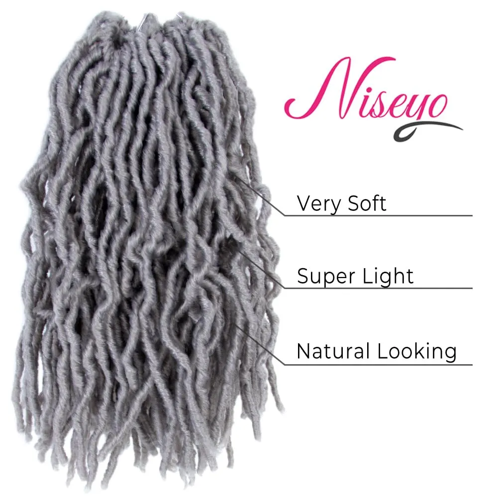 Niseyo Grey Faux Locs Crochet Hair 10 Inch Soft locs, 6 Packs Short Crochet Locs Pre Looped Crotchet Straight Synthetic Hair Extensions (Gray)
