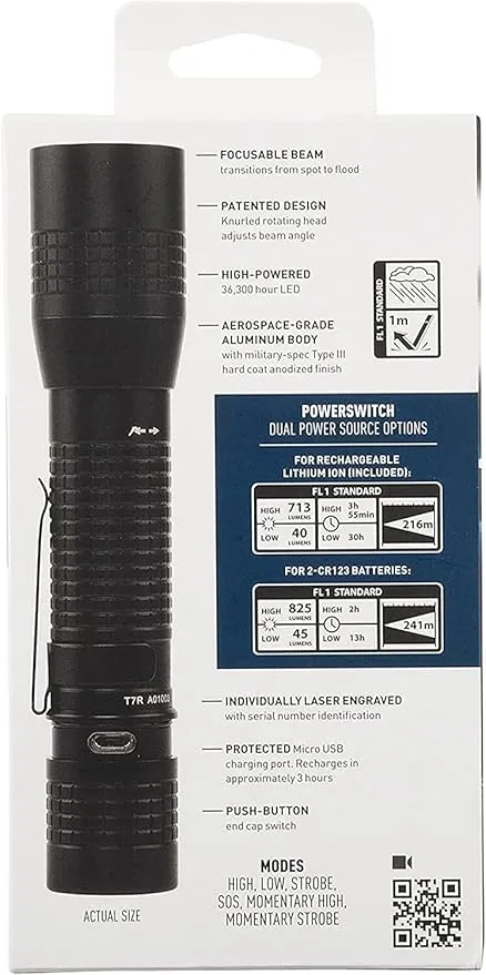 Nite Ize INOVA T7R PowerSwitch Rechargeable Focusing Flashlight - Tactical PowerSwitch LED Flashlight for First Responders, Law Enforcement - Camping & Hiking Supplies - 713 Lumen Tactical Flashlight