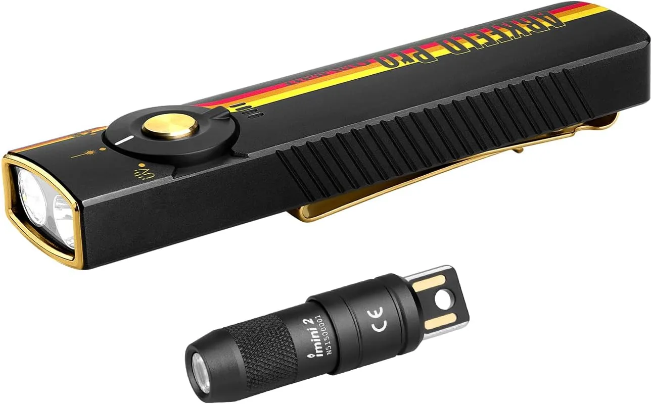OLIGHT Arkfeld Pro Rechargeable EDC Flashlight Bundle with IMINI 2 Keychain 50 Lm Compact and Portable Mini Light