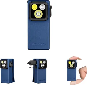 OLIGHT Oclip Ultra EDC Flashlight Clip-on Light, 530 Lumens Rechargeable with Type-C Charging, Combines Floodlight, Spotlight and UV, Triple Magnetic Lights for Inspection and Work (Navy Blue)