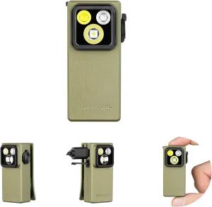 OLIGHT Oclip Ultra EDC Flashlight Clip-on Light, 530 Lumens Rechargeable with Type-C Charging, Combines Floodlight, Spotlight and UV, Triple Magnetic Lights for Inspection and Work (Olive Green)