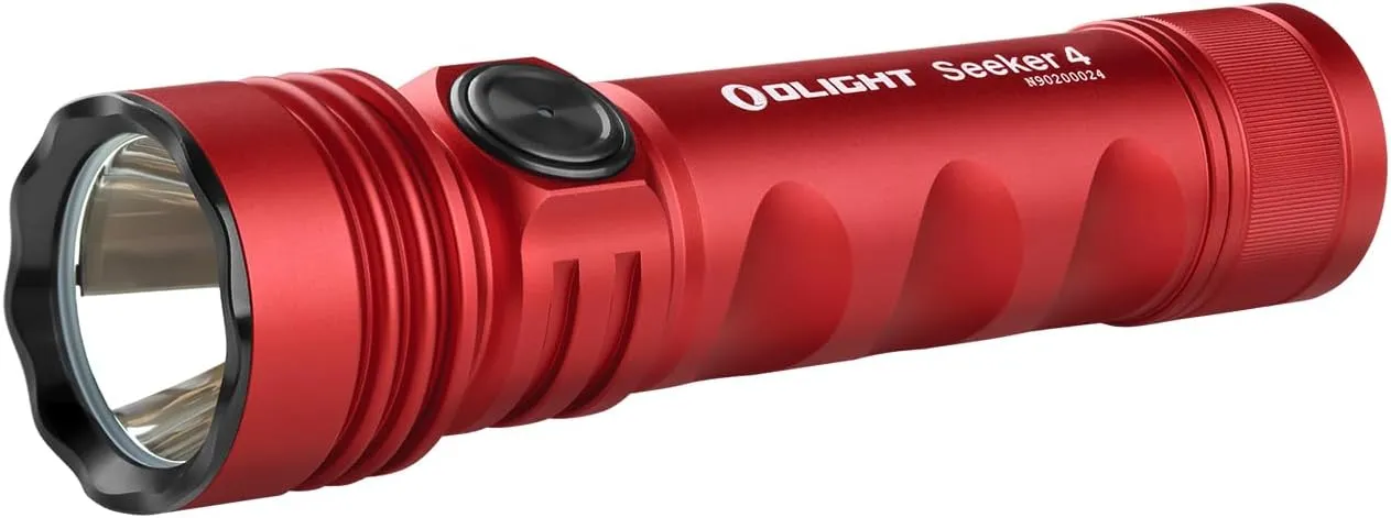 OLIGHT Seeker 4 Rechargeable Bright Flashlights, 3100 Lumens High Powerful Flashlight with USB-C Charging, 400 Meters Long Rage LED for Emergency, Camping, and Law Enforcement (Red)