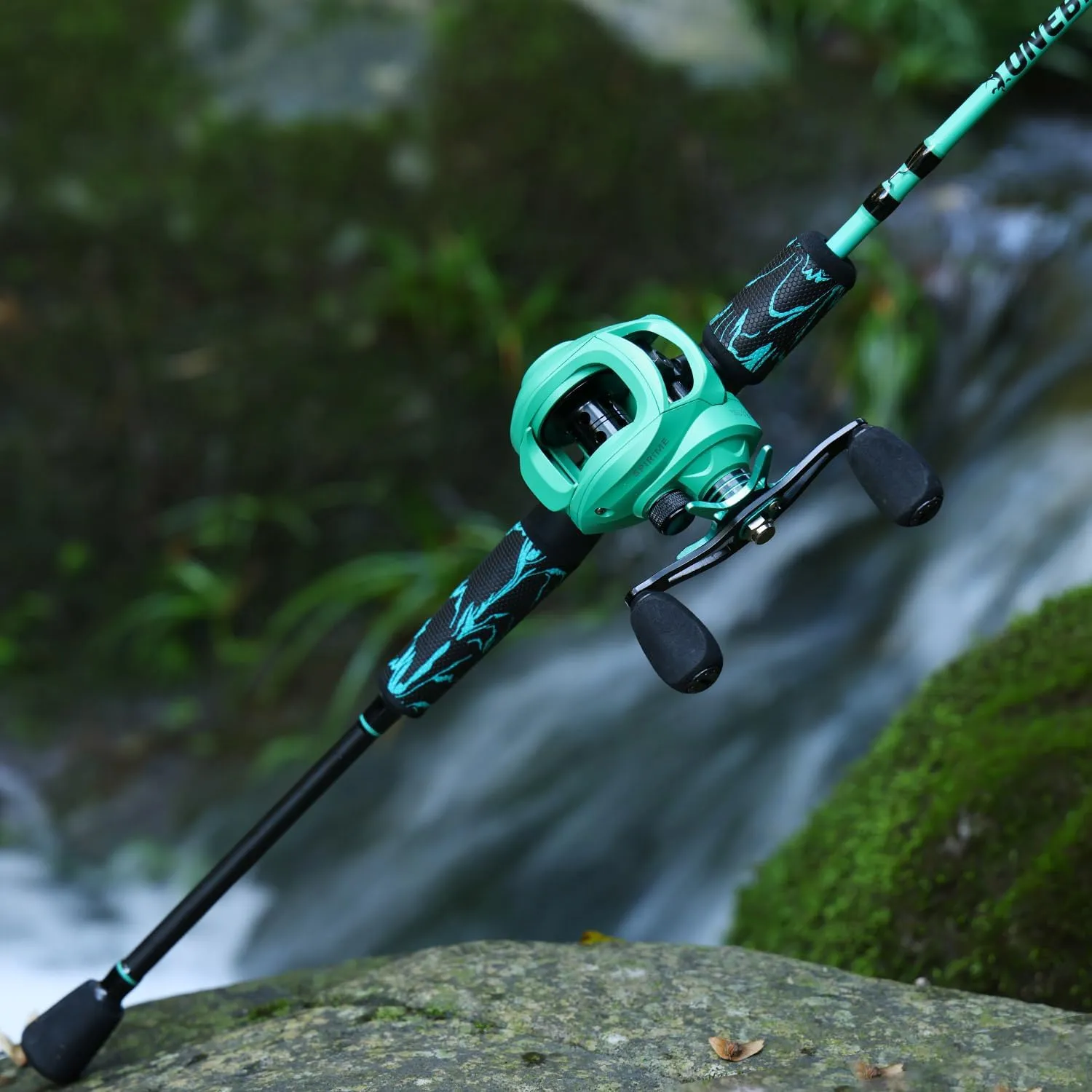 One Bass Fishing Rod and Reel Combo, IM6 Graphite 2Pc Blank Baitcasting Combo with SuperPolymer Handle