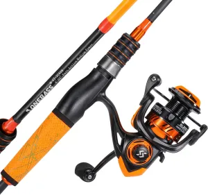 One Bass Fishing Rod and Reel Combo, Spinning Combo with SuperPolymer Handle