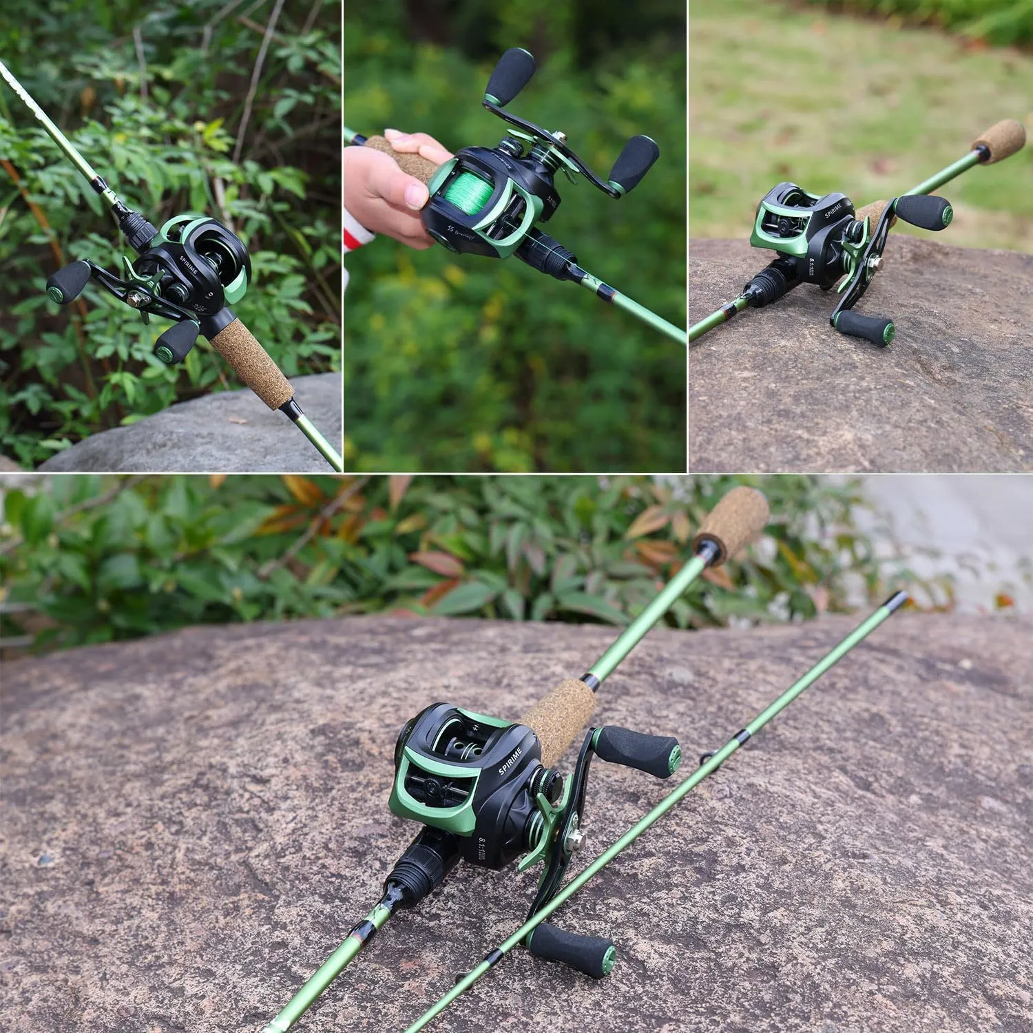 One Bass Fishing Rods Combos, 30-Ton Carbon Fiber Blanks Casting Rods,8.1:1 Gear Ratio Fishing Reel, 2-Piece Baitcasting Combo with Rubber Cork Handle