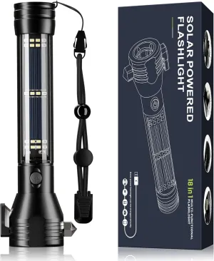 Otdair Solar/Rechargeable LED Flashlight, Multi Function Ultra Bright Flashlight, Emergency Strobe Light, USB-C Rechargeable, Survival Gear and Supplies, 5 Modes for Outdoor, Camping, Hiking