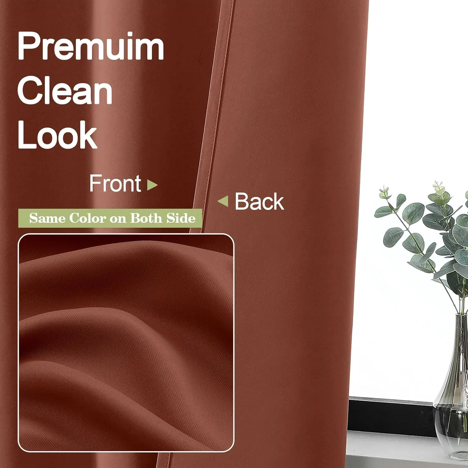 OWENIE Sally Terracotta Blackout Curtains 84 Inches Long 2 Panels Set for Bedroom Living Room, Solid Thermal Insulated Privacy Room Darkening Window Treatment Drapes, 2 Pcs Each W40 x L84, Terracotta