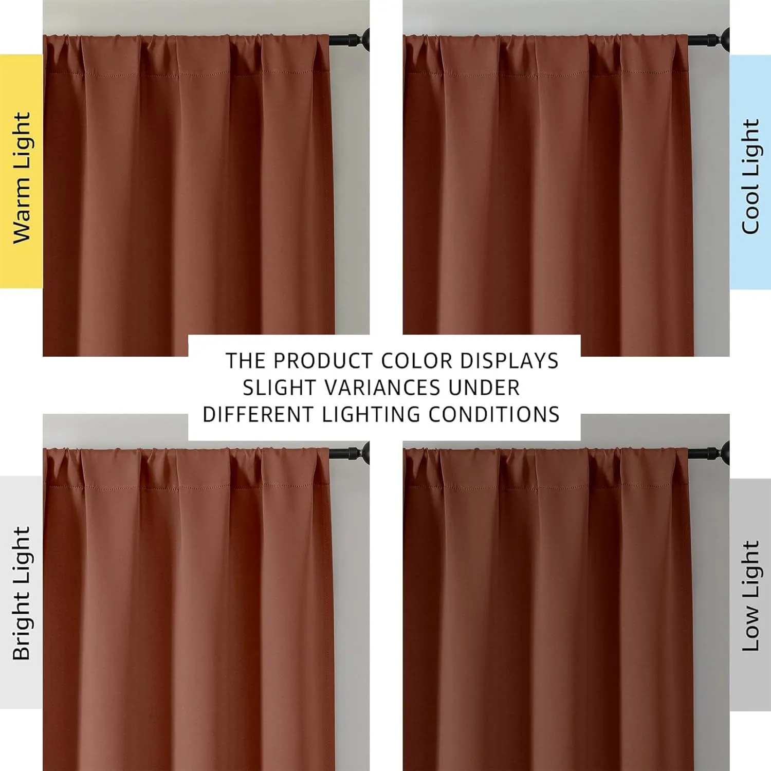 OWENIE Sally Terracotta Blackout Curtains 84 Inches Long 2 Panels Set for Bedroom Living Room, Solid Thermal Insulated Privacy Room Darkening Window Treatment Drapes, 2 Pcs Each W40 x L84, Terracotta