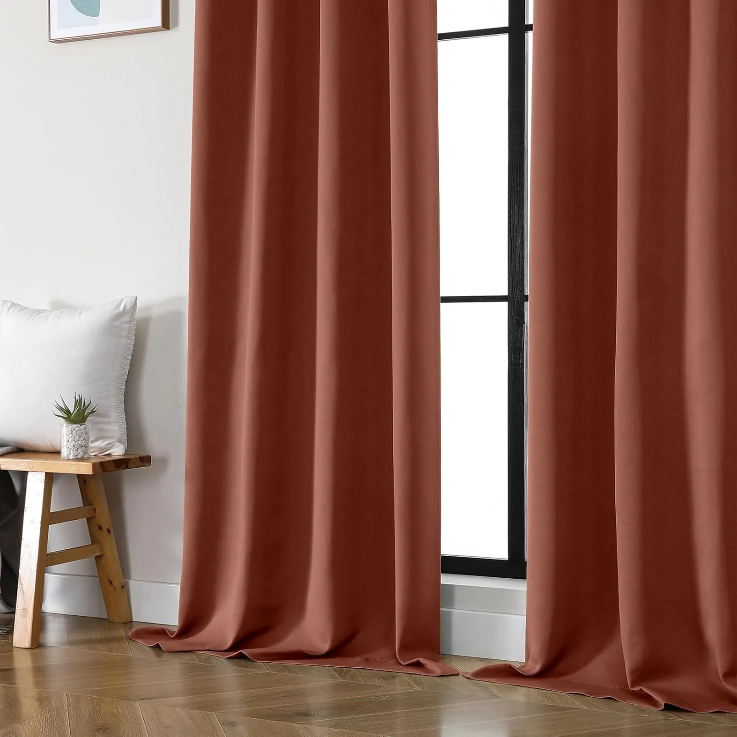 OWENIE Sally Terracotta Blackout Curtains 84 Inches Long 2 Panels Set for Bedroom Living Room, Solid Thermal Insulated Privacy Room Darkening Window Treatment Drapes, 2 Pcs Each W40 x L84, Terracotta