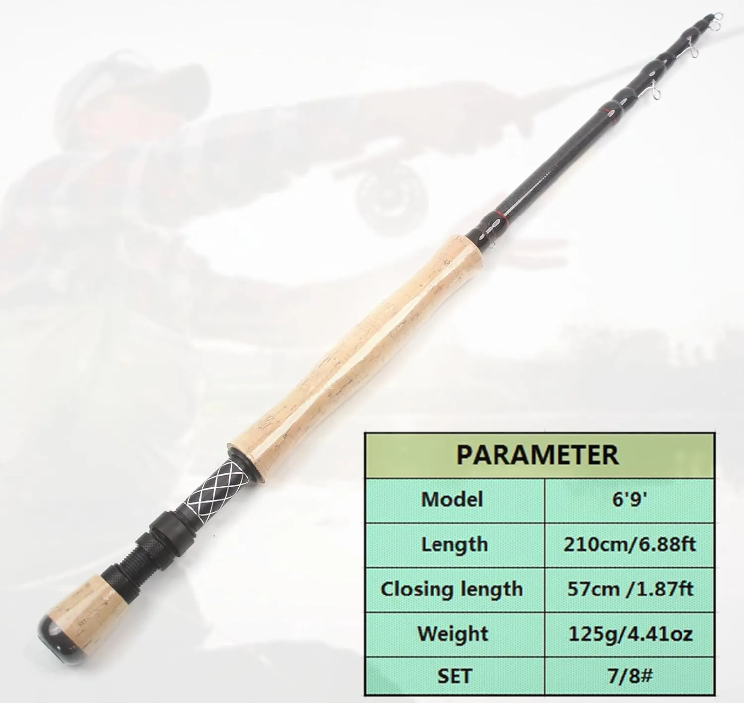 Pack of 1 Telescopic Fly Fishing Rod Portable Carbon Ultralight Fast Action Fly Fishing Rod Cork Handle Tackle
