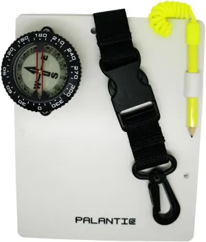 Palantic Scuba Dive Writing Slate with Compass & Pencil, 7.3"x6" Durable Slate, 2" Compass, Underwater Notepad Replaceable Pencil Clip, Diving Gear for Navigation Communication