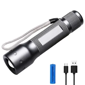 PANYUE Mini portable Small Led Flashlight Night Walking lighting Car Maintenance work Torch   18650 battery   USB cable