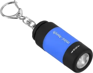 PATIKIL 2.1" Mini Rechargeable LED Keychain Flashlight, EDC Portable Small Torch with USB Charging for Everyday Carry, Light Blue