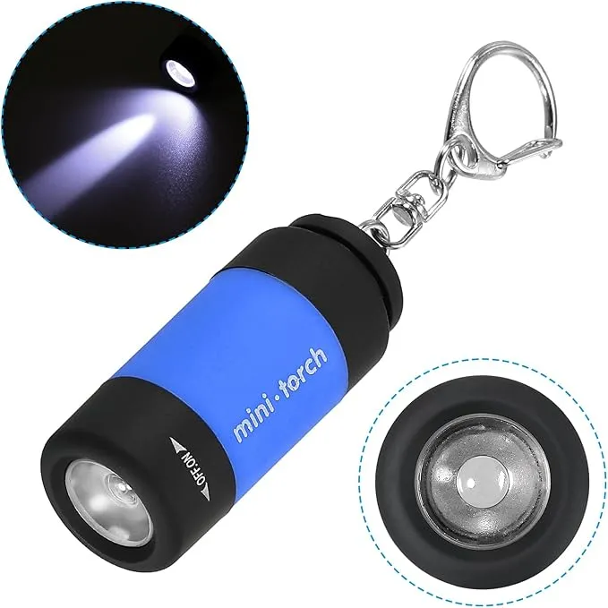 PATIKIL 2.1" Mini Rechargeable LED Keychain Flashlight, EDC Portable Small Torch with USB Charging for Everyday Carry, Light Blue