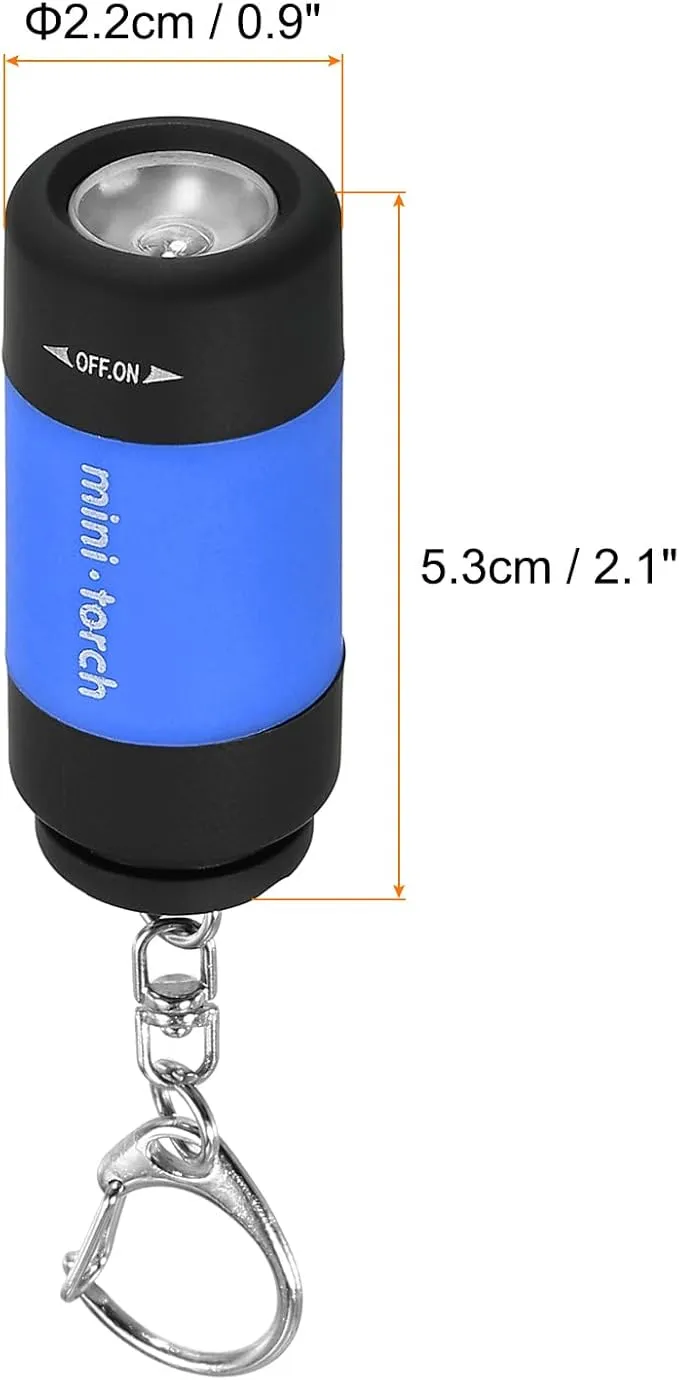 PATIKIL 2.1" Mini Rechargeable LED Keychain Flashlight, EDC Portable Small Torch with USB Charging for Everyday Carry, Light Blue