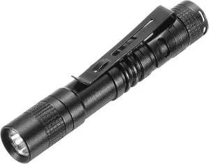 PATIKIL Mini Flashlight with Clip, Super Light Small LED Pen Flashlights Aluminum White Light Torch Battery Powered for Camping Hiking, Black
