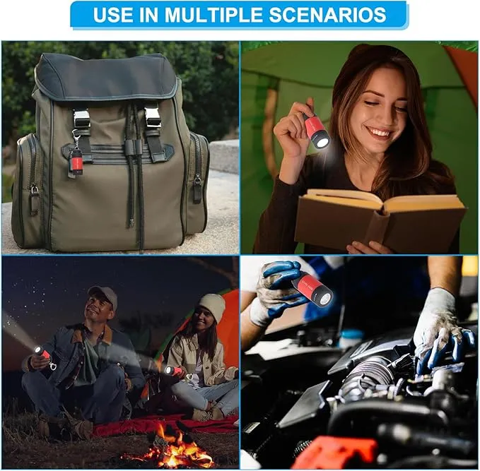 PATIKIL Mini Keychain Flashlight, Pocket LED Flashlight Portable Torch USB Rechargeable for Outdoor Camping Party, Brown