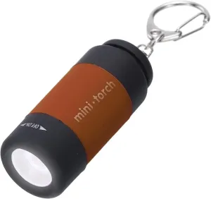 PATIKIL Mini Keychain Flashlight, Pocket LED Flashlight Portable Torch USB Rechargeable for Outdoor Camping Party, Brown