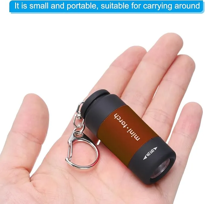 PATIKIL Mini Keychain Flashlight, Pocket LED Flashlight Portable Torch USB Rechargeable for Outdoor Camping Party, Brown