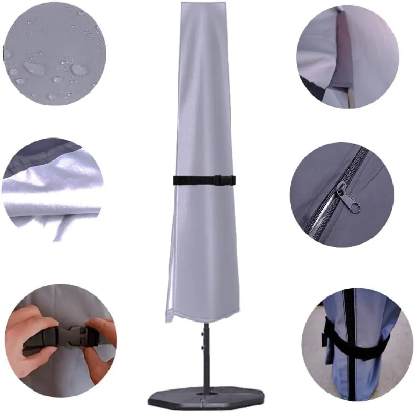 Patio Umbrella Cover, Fit 7-13Ft Outdoor Umbrella Cover, 420D Protective Waterproof And UV-Resistant, Market Umbrella Covers, With Rod And Package bag. Grey-M.