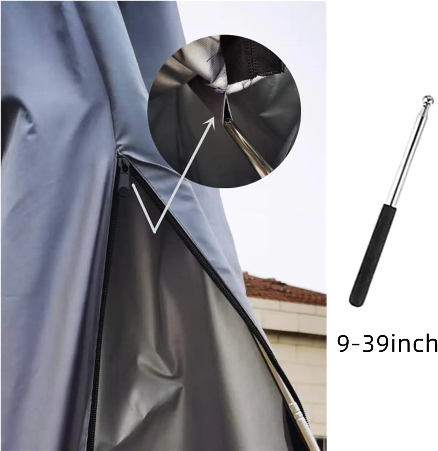 Patio Umbrella Cover, Fit 7-13Ft Outdoor Umbrella Cover, 420D Protective Waterproof And UV-Resistant, Market Umbrella Covers, With Rod And Package bag. Grey-M.