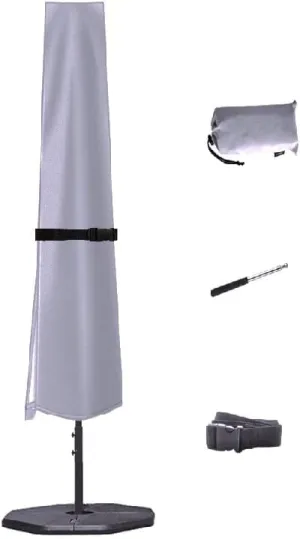 Patio Umbrella Cover, Fit 7-13Ft Outdoor Umbrella Cover, 420D Protective Waterproof And UV-Resistant, Market Umbrella Covers, With Rod And Package bag. Grey-M.